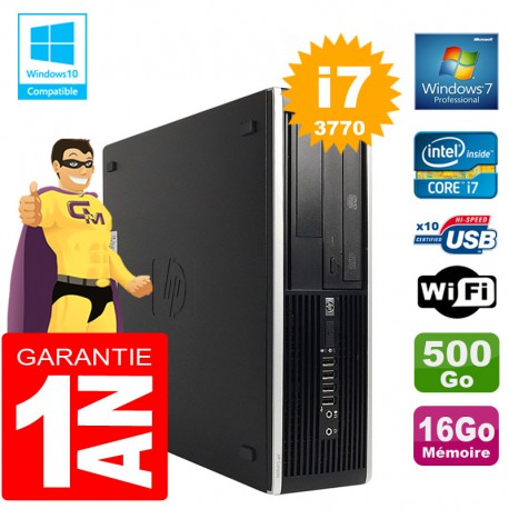 PC HP Compaq 8300 SFF Core I7-3770 Ram 16Go Disque 500 Go Graveur DVD Wifi W7