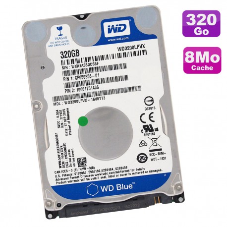 Disque Dur 320Go SATA 2.5" WD Blue WD3200LPVX-16V0TT3 CP650856 10601751406 8Mo