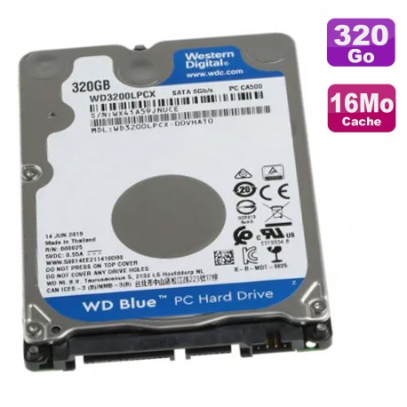 Disque Dur 320Go SATA III 2.5" WD Blue WD3200LPCX-22VHAT1 6Gbps 5400RPM 16Mo