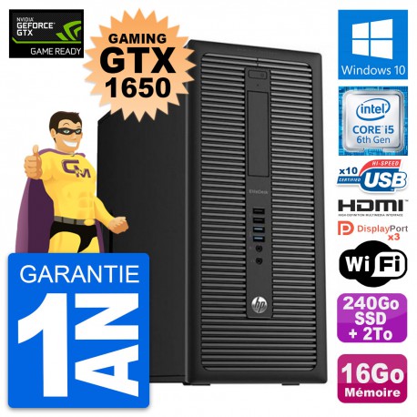 PC Tour HP 800 G2 Gaming GTX 1650 i5-6500 RAM 16Go 240Go SSD + 2To Windows 10