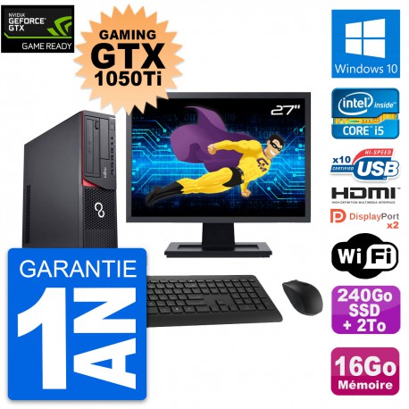 PC Fujitsu E920 DT Gaming GTX 1050Ti i5-4570 RAM 16Go 240Go SSD + 2To W10
