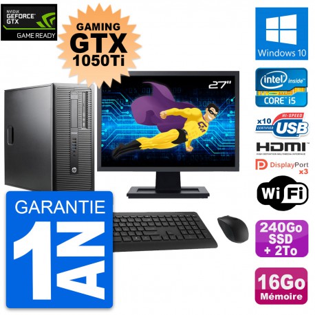 PC Tour HP 800 G1 Gaming GTX 1050Ti i5-4570 RAM 16Go 240Go SSD + 2To Windows 10