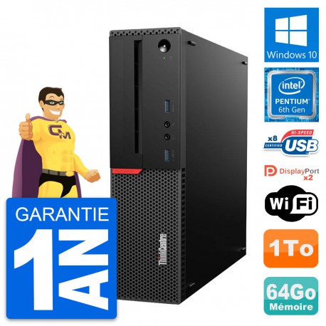PC Lenovo ThinkCentre M800 SFF Intel G4400 RAM 64Go Disque 1To Windows 10 Wifi