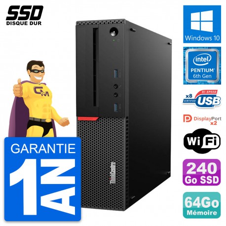 PC Lenovo ThinkCentre M800 SFF Intel G4400 RAM 64Go SSD 240Go Windows 10 Wifi