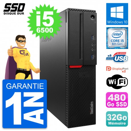 PC Lenovo ThinkCentre M800 SFF Intel i5-6500 RAM 32Go SSD 480Go Windows 10 Wifi