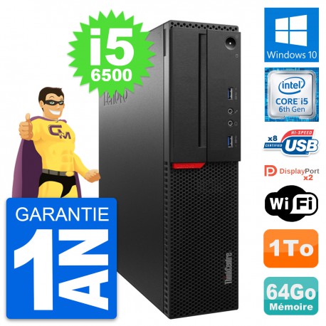 PC Lenovo ThinkCentre M800 SFF Intel i5-6500 RAM 64Go Disque 1To Windows 10 Wifi