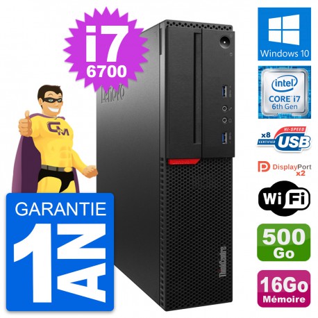 PC Lenovo ThinkCentre M800 SFF i7-6700 RAM 16Go Disque 500Go Windows 10 Wifi