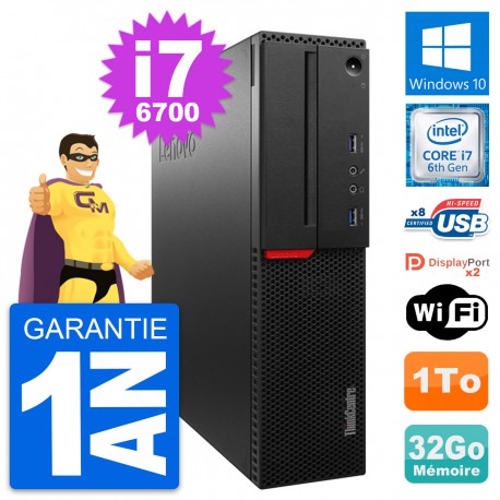 PC Lenovo ThinkCentre M800 SFF Intel i7-6700 RAM 32Go Disque 1To Windows 10 Wifi