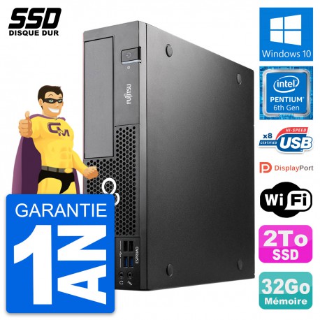 PC Fujitsu Esprimo D556 DT Intel Pentium G4400 RAM 32Go SSD 2To Windows 10 Wifi