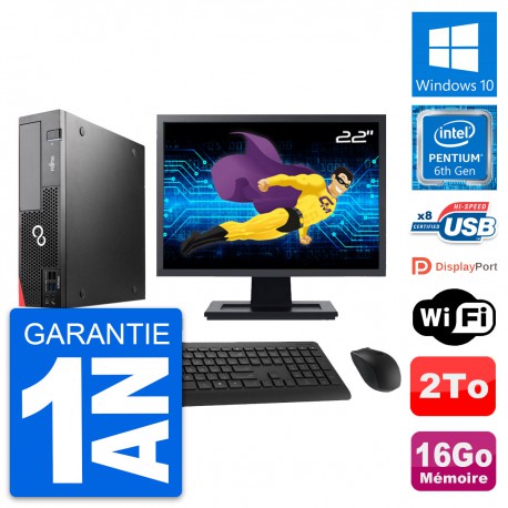 PC Fujitsu D556 DT Ecran 22" Intel G4400 RAM 16Go Disque Dur 2To Windows 10 Wifi