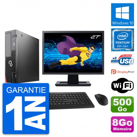 PC Fujitsu D556 DT Ecran 27" Intel G4400 RAM 8Go Disque 500Go Windows 10 Wifi