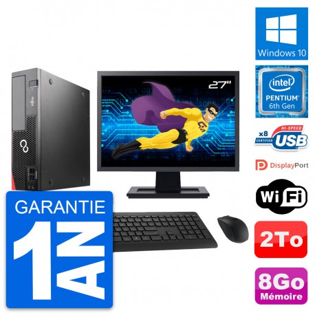 PC Fujitsu D556 DT Ecran 27" Intel G4400 RAM 8Go Disque Dur 2To Windows 10 Wifi