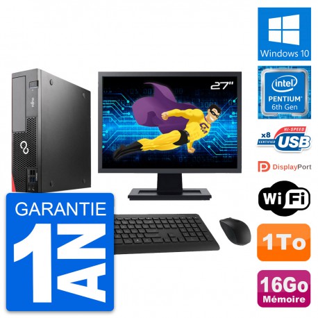 PC Fujitsu D556 DT Ecran 27" Intel G4400 RAM 16Go Disque Dur 1To Windows 10 Wifi