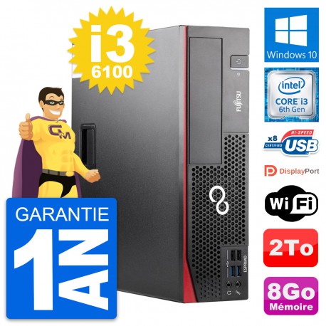 PC Fujitsu Esprimo D556 DT Intel Core i3-6100 RAM 8Go Disque 2To Windows 10 Wifi