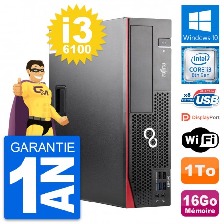 PC Fujitsu Esprimo D556 DT Intel i3-6100 RAM 16Go Disque Dur 1To Windows 10 Wifi
