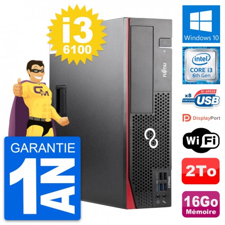 PC Fujitsu Esprimo D556 DT Intel i3-6100 RAM 16Go Disque Dur 2To Windows 10 Wifi