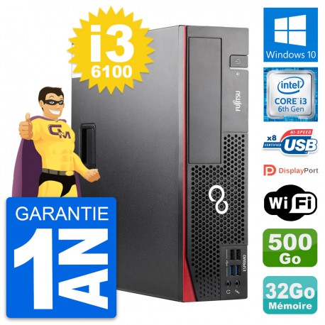 PC Fujitsu Esprimo D556 DT Intel i3-6100 RAM 32Go Disque 500Go Windows 10 Wifi