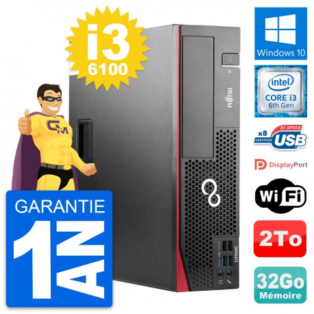 PC Fujitsu Esprimo D556 DT Intel i3-6100 RAM 32Go Disque Dur 2To Windows 10 Wifi