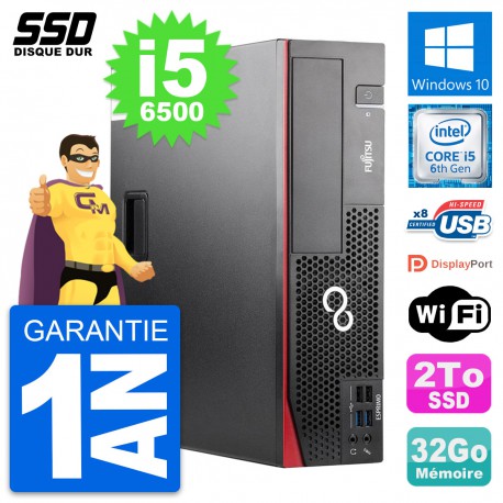 PC Fujitsu Esprimo D556 DT Intel Core i5-6500 RAM 32Go SSD 2To Windows 10 Wifi