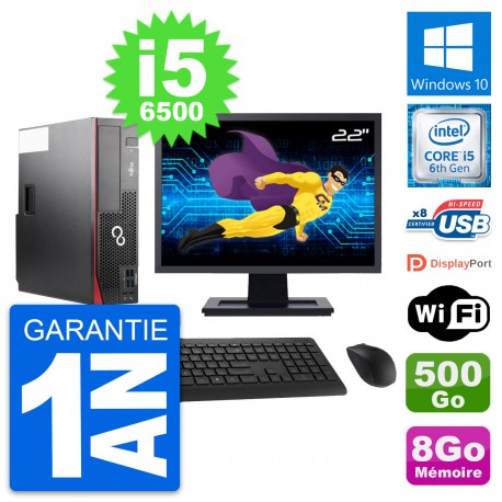 PC Fujitsu D556 DT Ecran 22" Intel i5-6500 RAM 8Go Disque 500Go Windows 10 Wifi