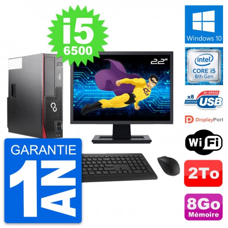 PC Fujitsu D556 DT Ecran 22" Intel i5-6500 RAM 8Go Disque 2To Windows 10 Wifi