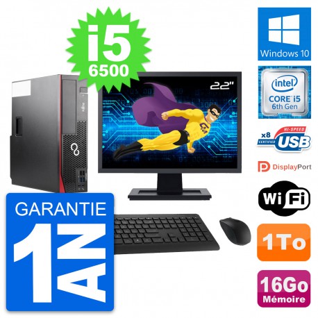 PC Fujitsu D556 DT Ecran 22" Intel i5-6500 RAM 16Go Disque 1To Windows 10 Wifi