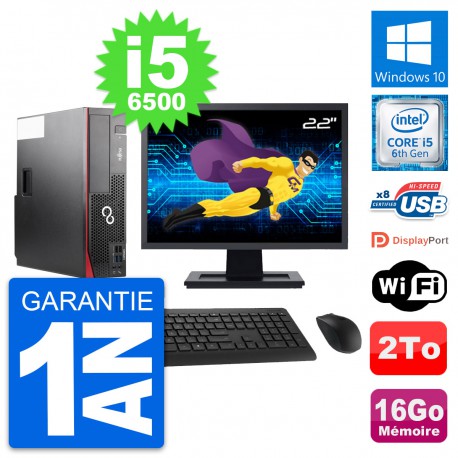 PC Fujitsu D556 DT Ecran 22" Intel i5-6500 RAM 16Go Disque 2To Windows 10 Wifi