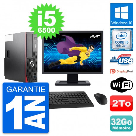 PC Fujitsu D556 DT Ecran 22" Intel i5-6500 RAM 32Go Disque 2To Windows 10 Wifi