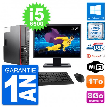 PC Fujitsu D556 DT Ecran 27" Intel i5-6500 RAM 8Go Disque 1To Windows 10 Wifi