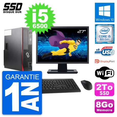 PC Fujitsu D556 DT Ecran 27" Intel Core i5-6500 RAM 8Go SSD 2To Windows 10 Wifi