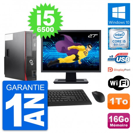 PC Fujitsu D556 DT Ecran 27" Intel i5-6500 RAM 16Go Disque 1To Windows 10 Wifi