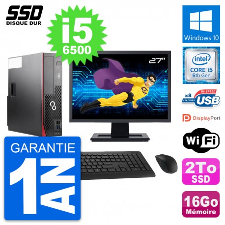 PC Fujitsu D556 DT Ecran 27" Intel Core i5-6500 RAM 16Go SSD 2To Windows 10 Wifi