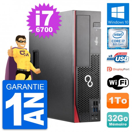 PC Fujitsu Esprimo D556 DT Intel i7-6700 RAM 32Go Disque Dur 1To Windows 10 Wifi