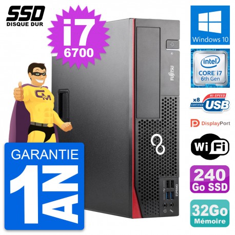 PC Fujitsu Esprimo D556 DT Intel Core i7-6700 RAM 32Go SSD 240Go Windows 10 Wifi