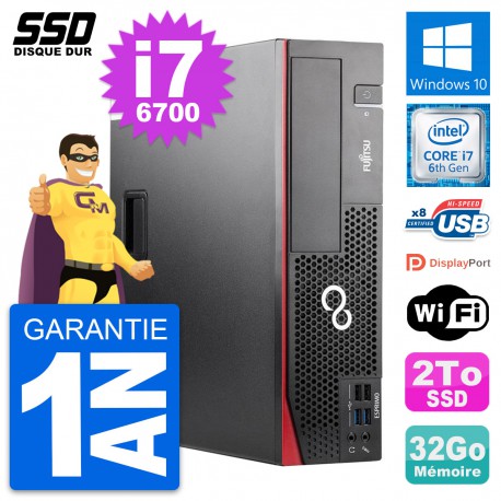 PC Fujitsu Esprimo D556 DT Intel Core i7-6700 RAM 32Go SSD 2To Windows 10 Wifi