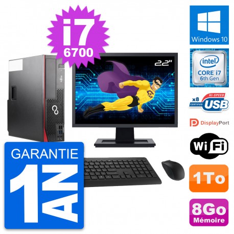 PC Fujitsu D556 DT Ecran 22" Intel i7-6700 RAM 8Go Disque 1To Windows 10 Wifi