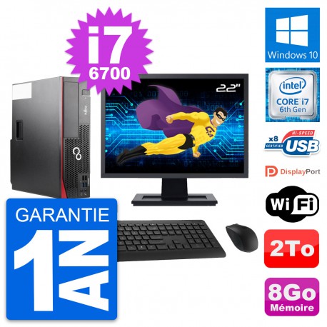PC Fujitsu D556 DT Ecran 22" Intel i7-6700 RAM 8Go Disque 2To Windows 10 Wifi