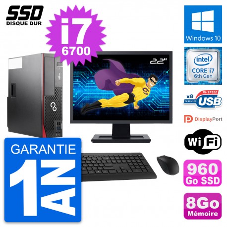 PC Fujitsu D556 DT Ecran 22" Intel i7-6700 RAM 8Go SSD 960Go Windows 10 Wifi