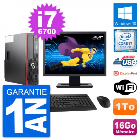 PC Fujitsu D556 DT Ecran 22" Intel i7-6700 RAM 16Go Disque 1To Windows 10 Wifi