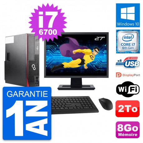 PC Fujitsu D556 DT Ecran 27" Intel i7-6700 RAM 8Go Disque 2To Windows 10 Wifi
