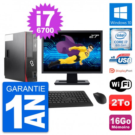 PC Fujitsu D556 DT Ecran 27" Intel i7-6700 RAM 16Go Disque 2To Windows 10 Wifi