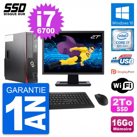 PC Fujitsu D556 DT Ecran 27" Intel Core i7-6700 RAM 16Go SSD 2To Windows 10 Wifi