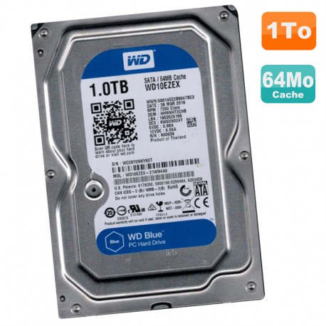 Disque Dur 1To Western Digital Blue SATA III 3.5" WD10EZEX-21WN4A0 7200RPM 64Mo