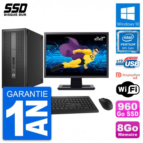 PC Tour HP EliteDesk 800 G2 Ecran 22" G4400 RAM 8Go SSD 960Go Windows 10 Wifi