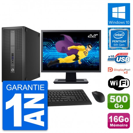 PC Tour HP 800 G2 Ecran 22" Intel G4400 RAM 16Go Disque 500Go Windows 10 Wifi
