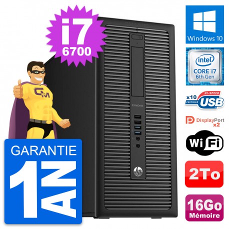 PC Tour HP EliteDesk 800 G2 Intel i7-6700 RAM 16Go Disque Dur 2To Windows 10 Wifi