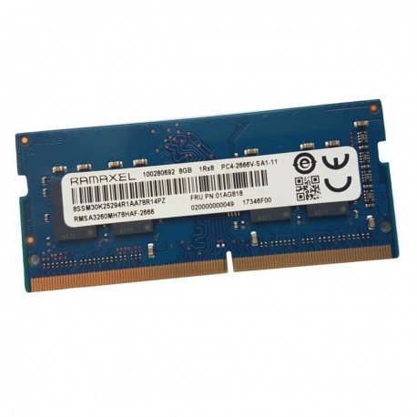 8Go RAM RAMAXEL RMSA3260MH78HAF-2666 DDR4 SODIMM PC4-21300S 2666Mhz 1Rx8 1.2v