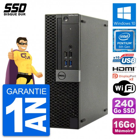 PC Dell OptiPlex 5040 SFF Intel G4400 RAM 16Go SSD 240Go HDMI Windows 10 Wifi