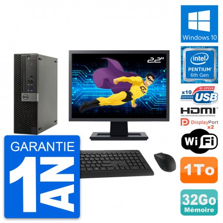 PC Dell 5040 SFF Ecran 22" Intel G4400 RAM 32Go Disque 1To HDMI Windows 10 Wifi