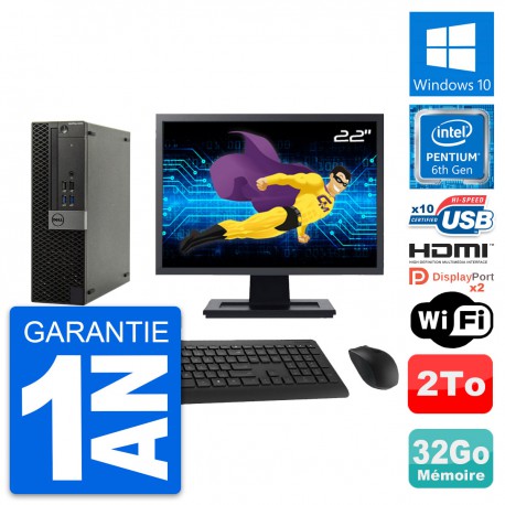 PC Dell 5040 SFF Ecran 22" Intel G4400 RAM 32Go Disque 2To HDMI Windows 10 Wifi